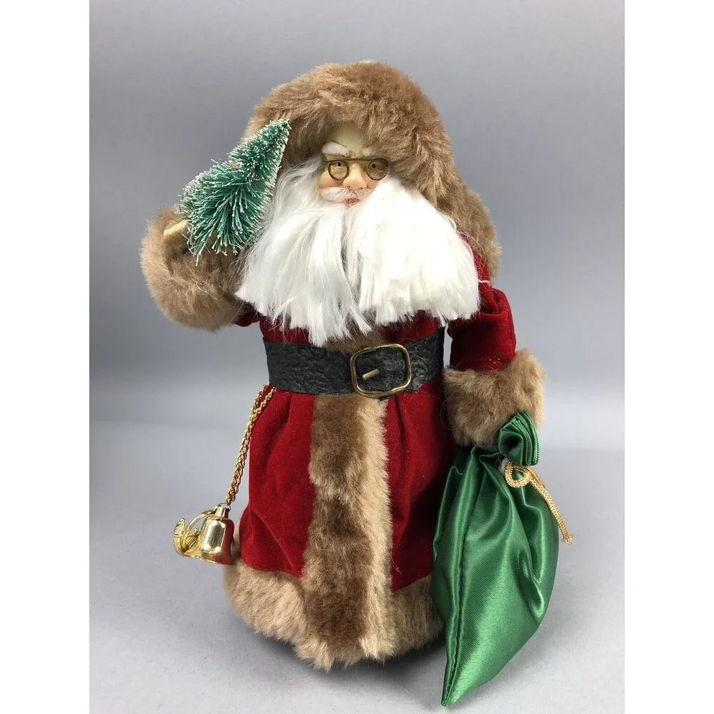 Santa Claus Figure Christmas Tree Topper Bottle Brush 8” Holiday Decor Gift